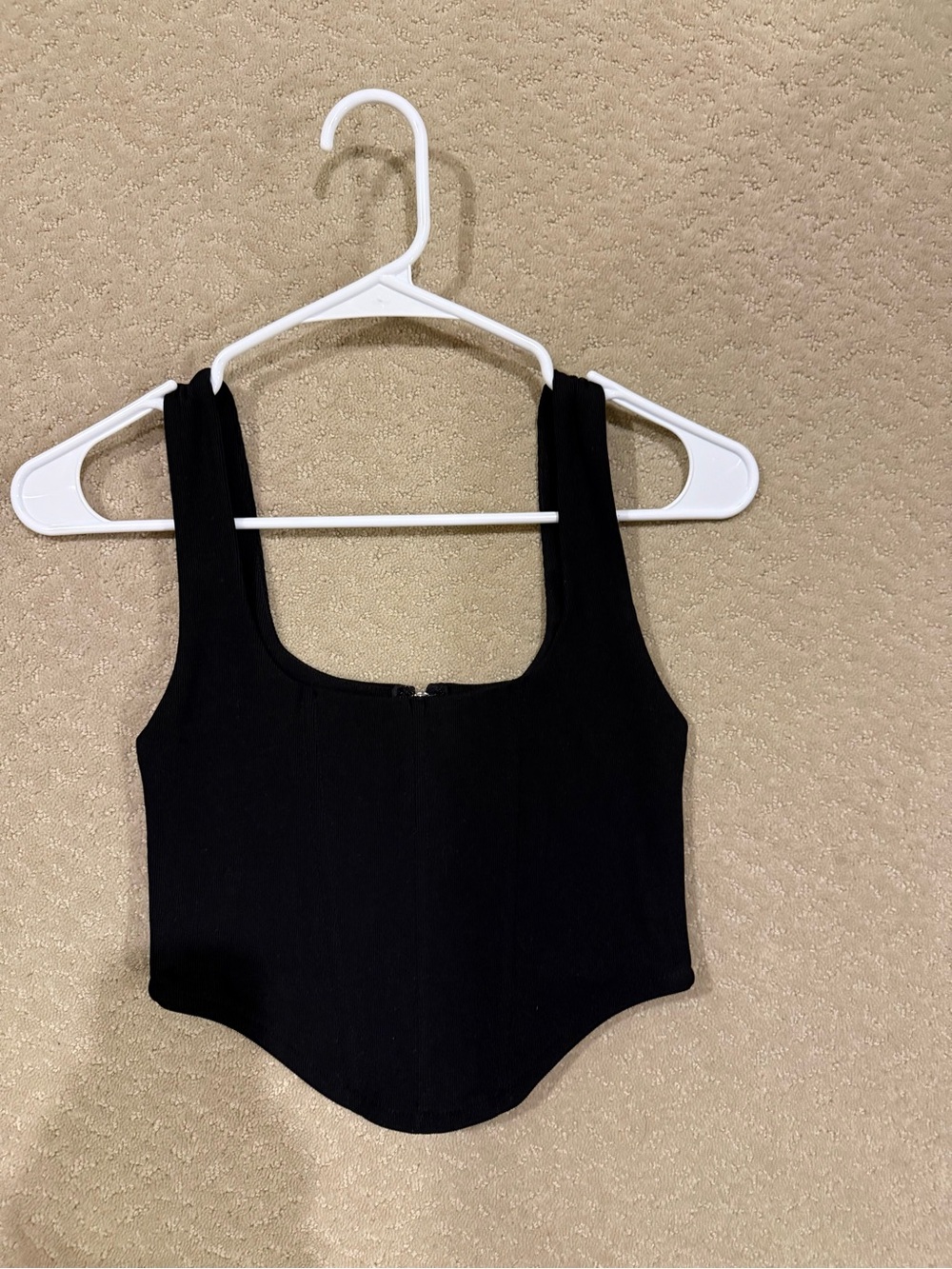 Black Corset Cropped Tank Top